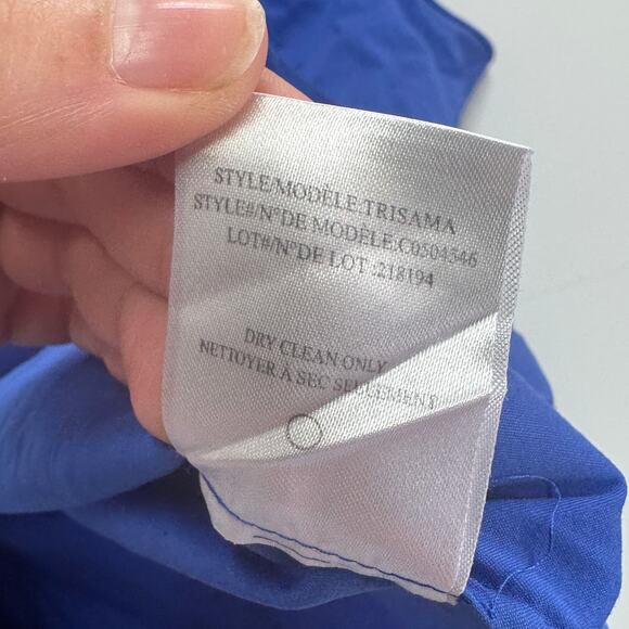 Theory Top Womens Large Blue Trisama Collared Button Down Blouse Cotton Blend - Picture 5 of 8